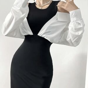 Elegant Black and White Maxi Dress